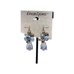 Erica Lyons Clear Gray Cut Bling Glass Vintage Look Fishhook Earrings